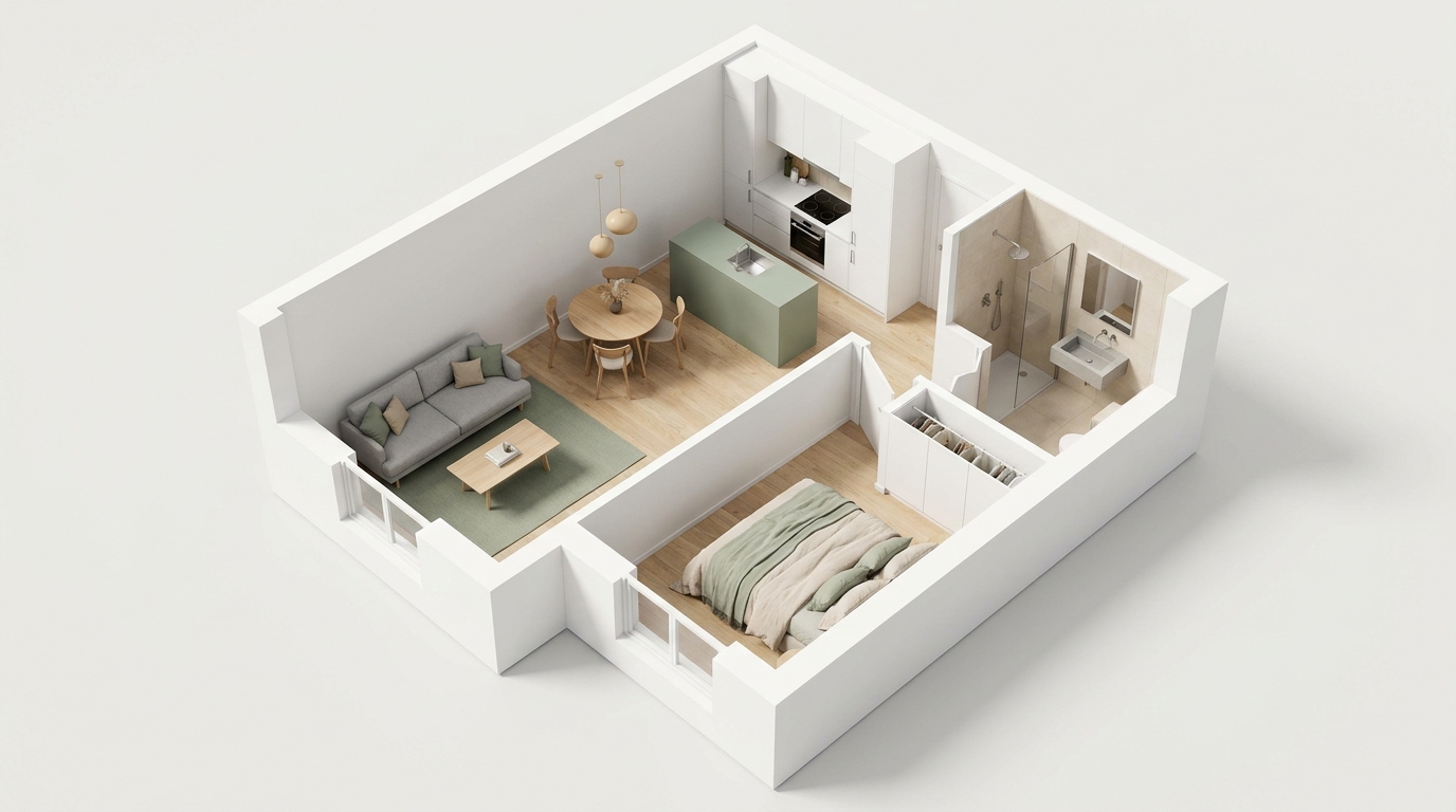 Floor plan — 1-room apartment