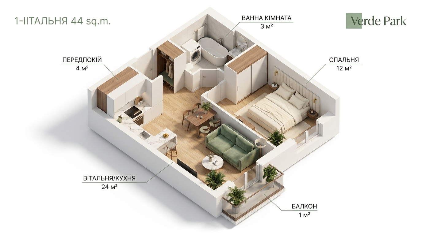 Floor plan — 3-room apartment