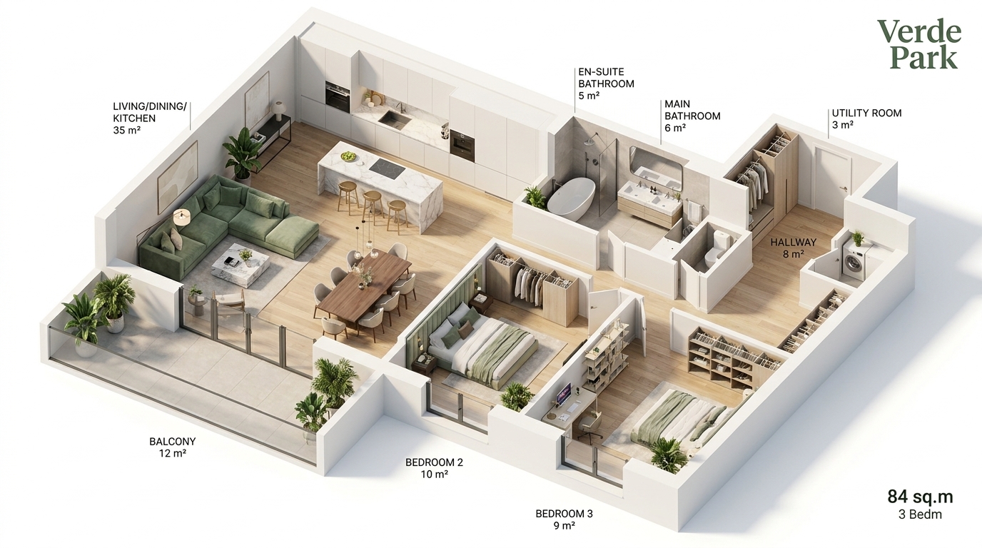 Floor plan — 3-room apartment